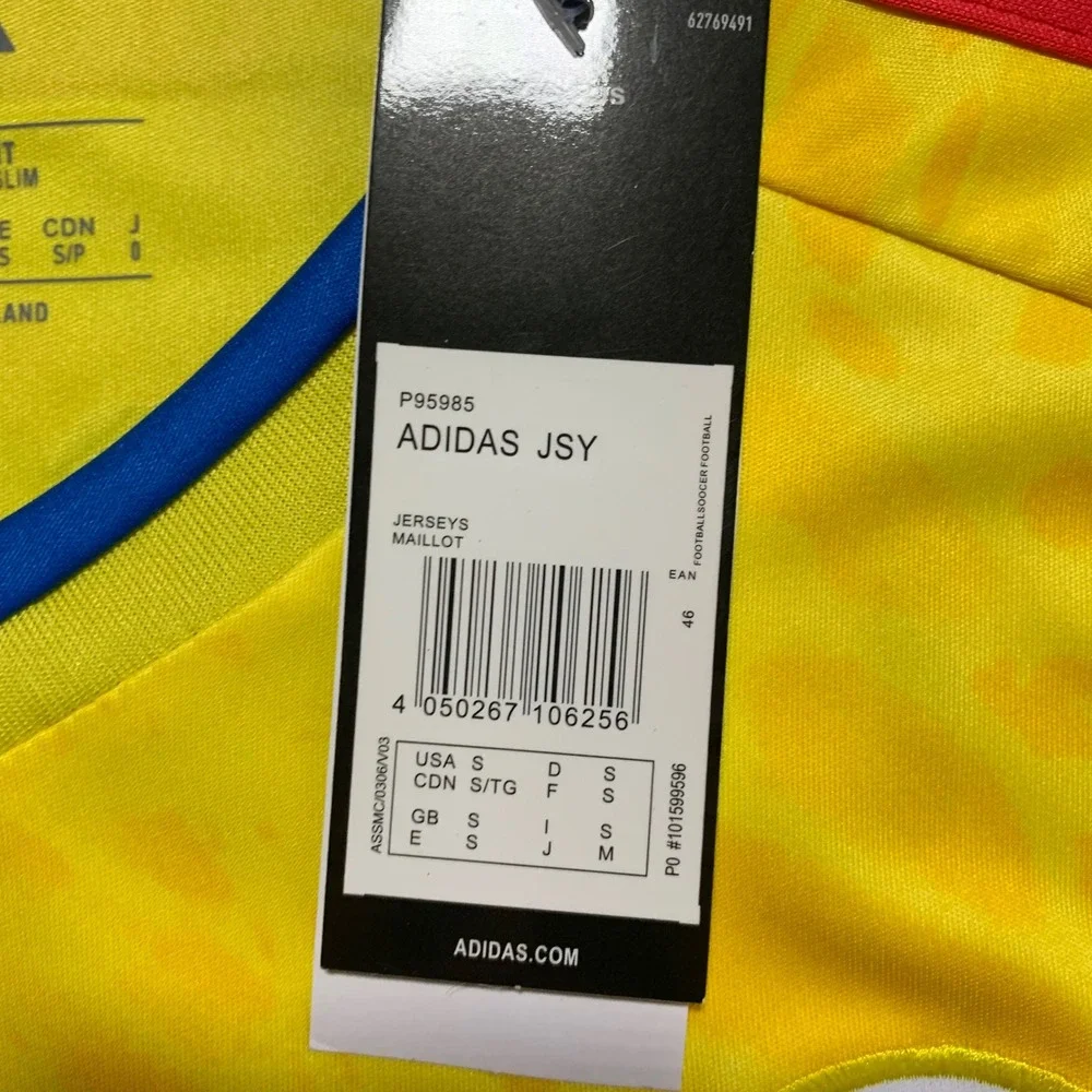 Adidas Colombia Luis Diaz 7 Soccer Jersey Mens Small Yellow New Home Kit